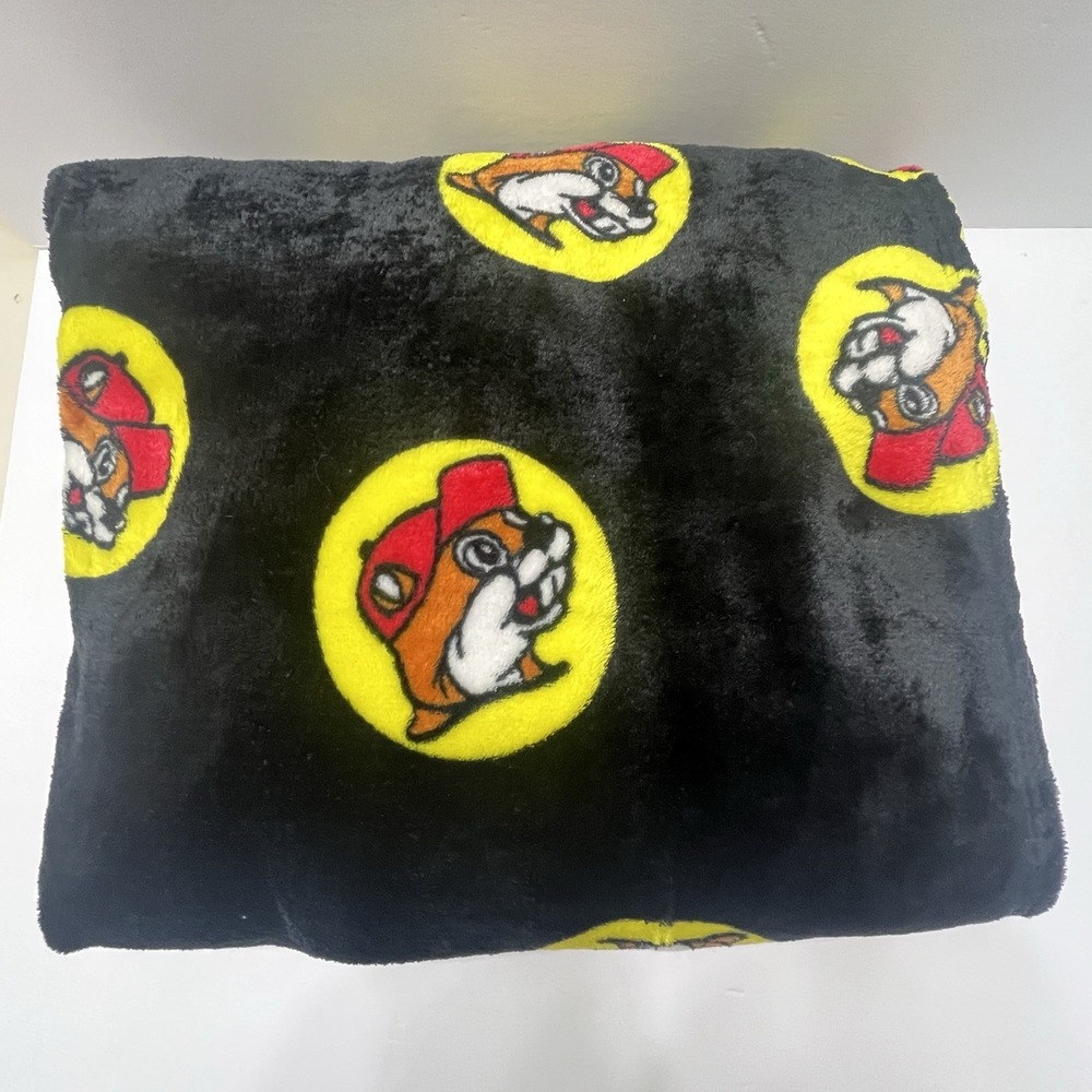 Buc-ee's Super Soft Plush Throw Blanket 49.5" x 66" Signature Beaver Black